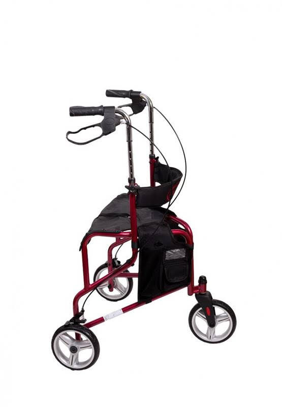 Chodzik stalowy, trzykołowy z siedziskiem